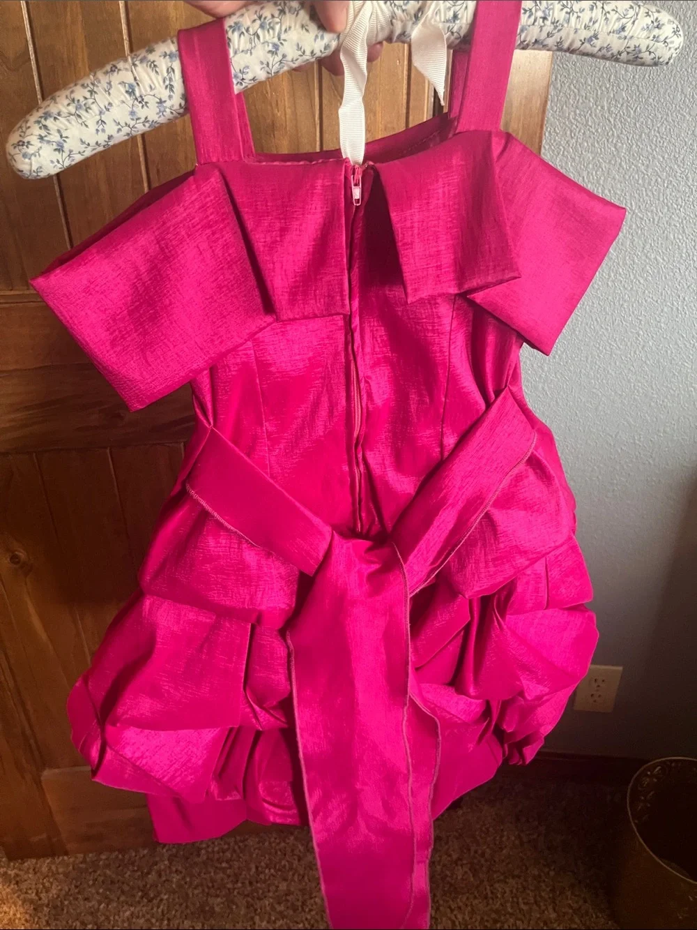 Girls Fuchsia Ruffled Dress Costume with Rose Accent - Kids Costume